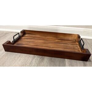 Serving tray rustic Ottoman Decor farmhouse decor Metal Handles 2”H- 12”W-  20”L